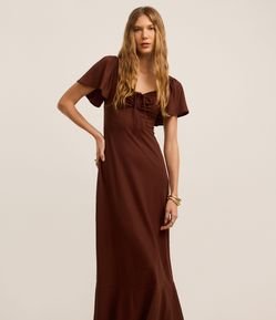 Vestido Long Mifi em Piquet com Manga Bufante