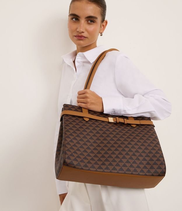 Bolsa Shopper Grande com Cinto de Fivela Quadrada
