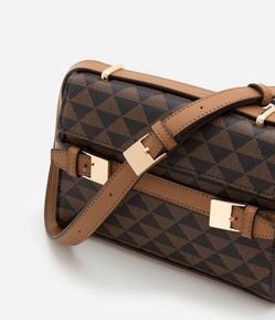 Bolsa Transversal Pequena com Tampa e Cinto com Fivela Dupla