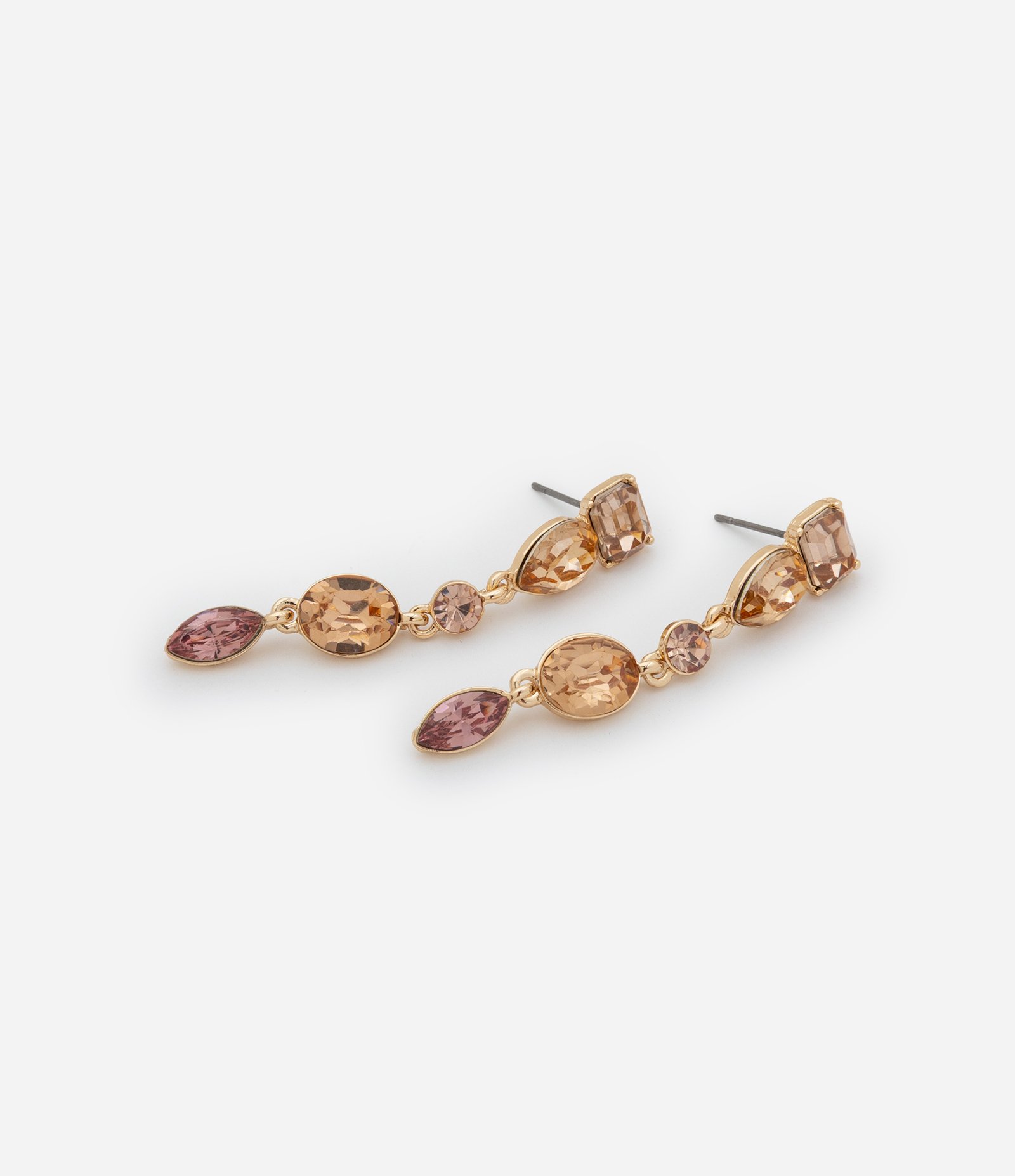 Brinco Fio com Cristais e Formas Geométricas Dourado 2
