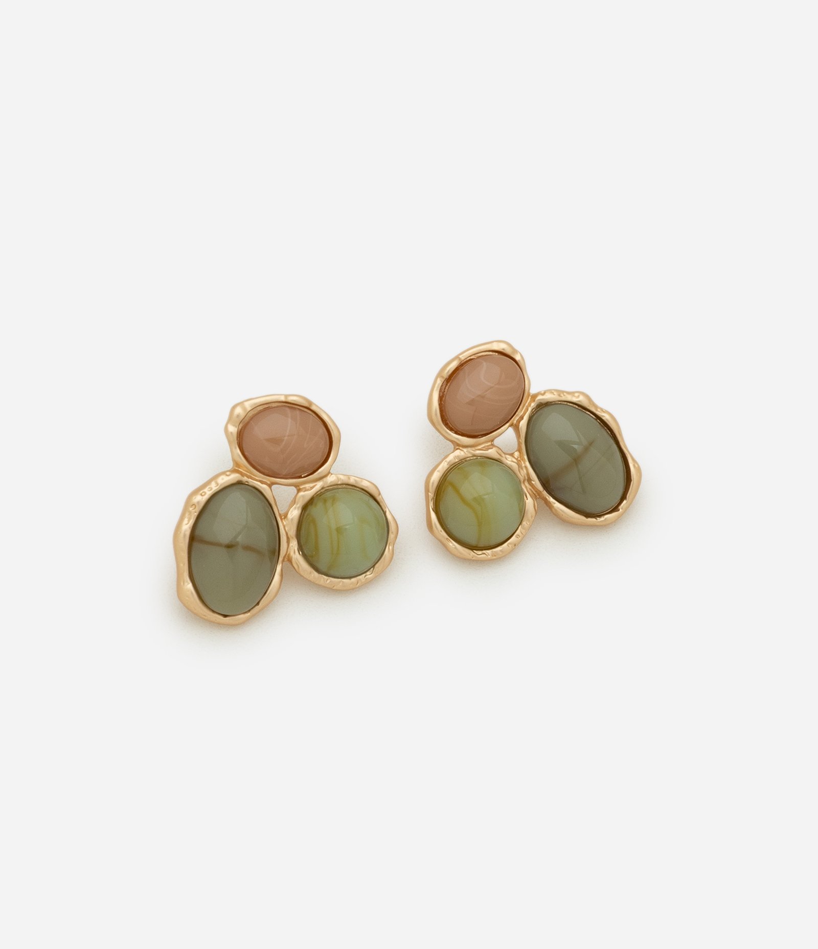 Brinco Botão com Banho Fosco e Resinas Diversas Dourado 1