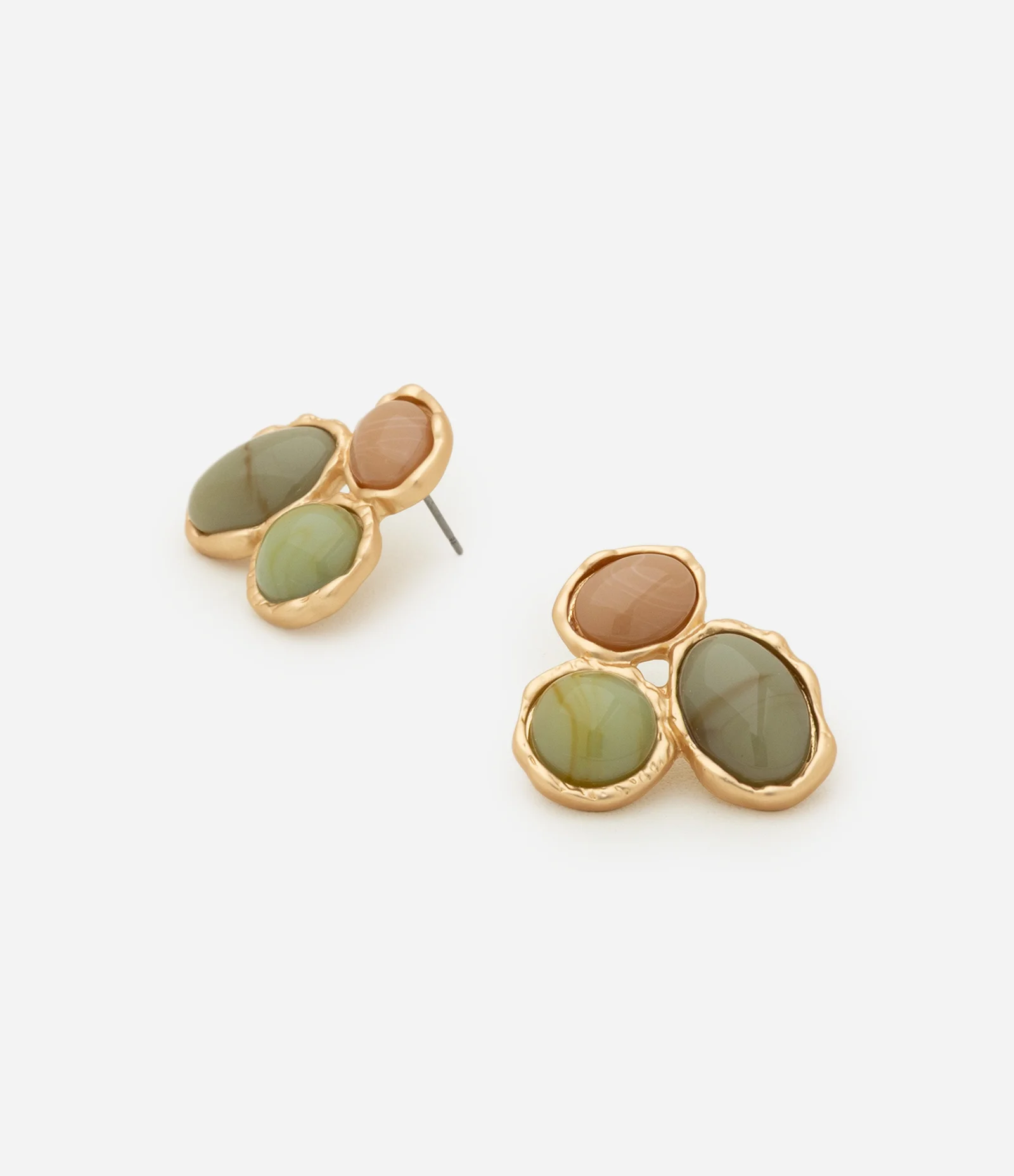 Brinco Botão com Banho Fosco e Resinas Diversas Dourado 2