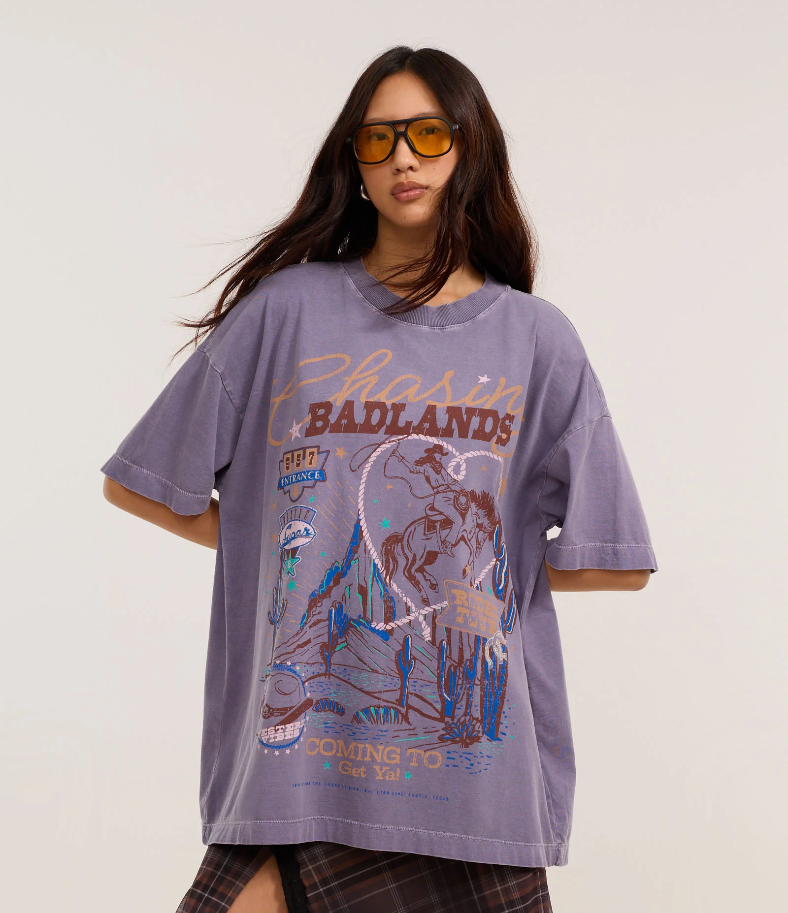 Camiseta Oversized com Estampa Cavalo Roxo 1