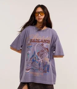 Camiseta Oversized com Estampa Cavalo