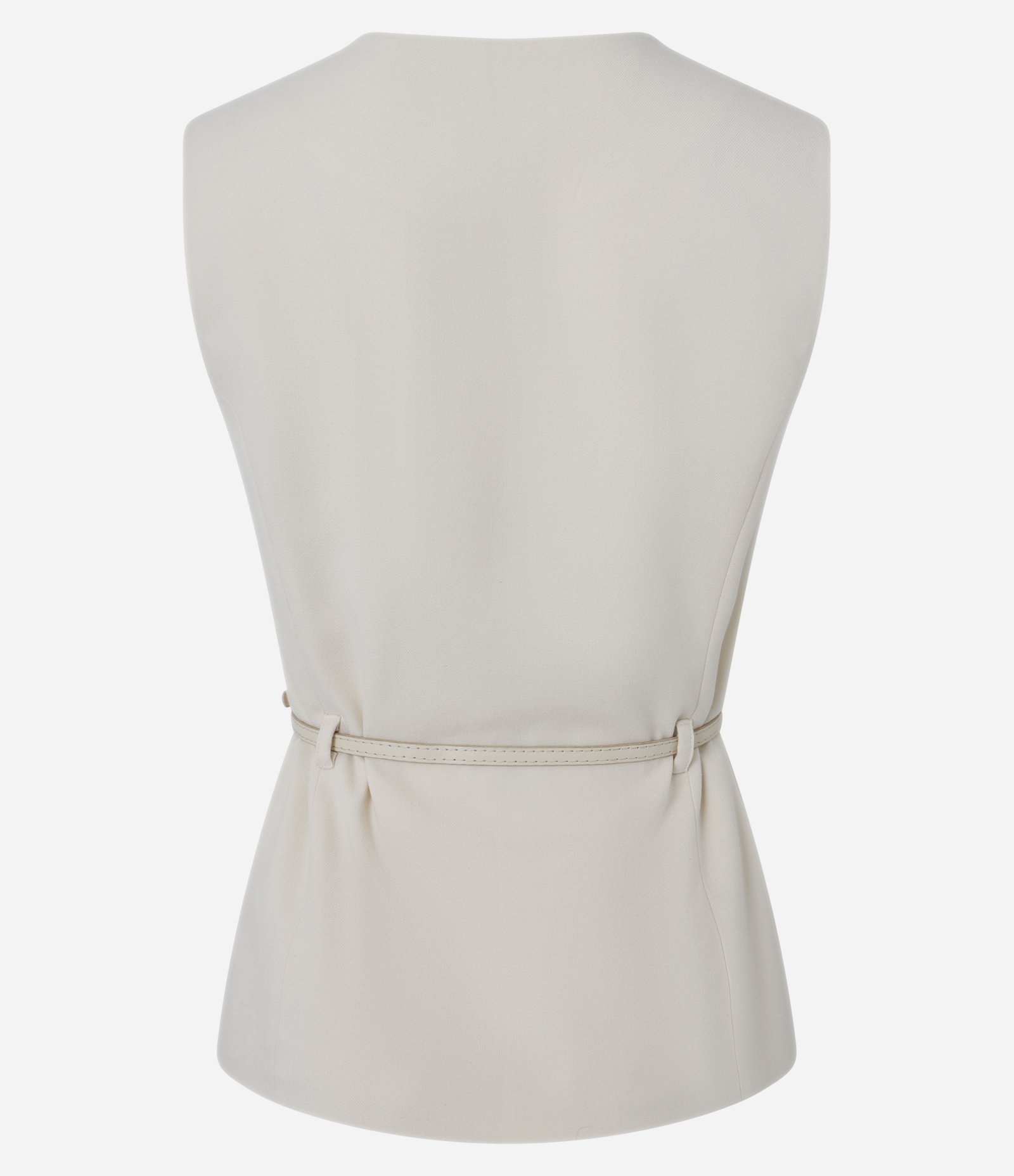 Colete em Alfaiataria com Cintinho e Passantes na Cintura Bege 7