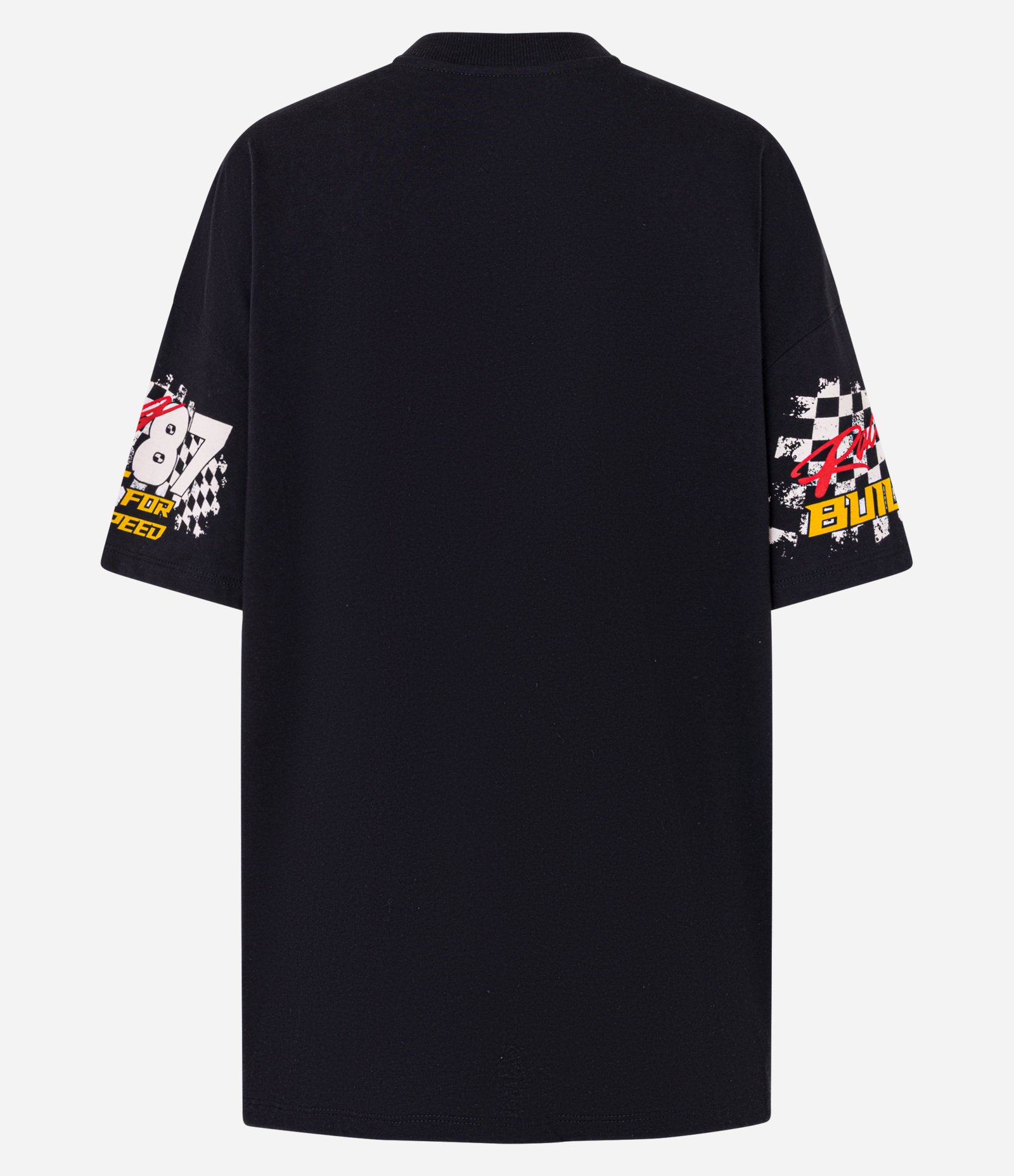 Camiseta Oversized em Algodão com Estampa Gráfica Racing Preto 6