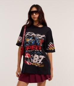 Camiseta Oversized em Algodão com Estampa Gráfica Racing