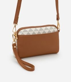 Bolsa Transversal Pequena Bicolor com Bolso Frontal e Alça Longa Removível