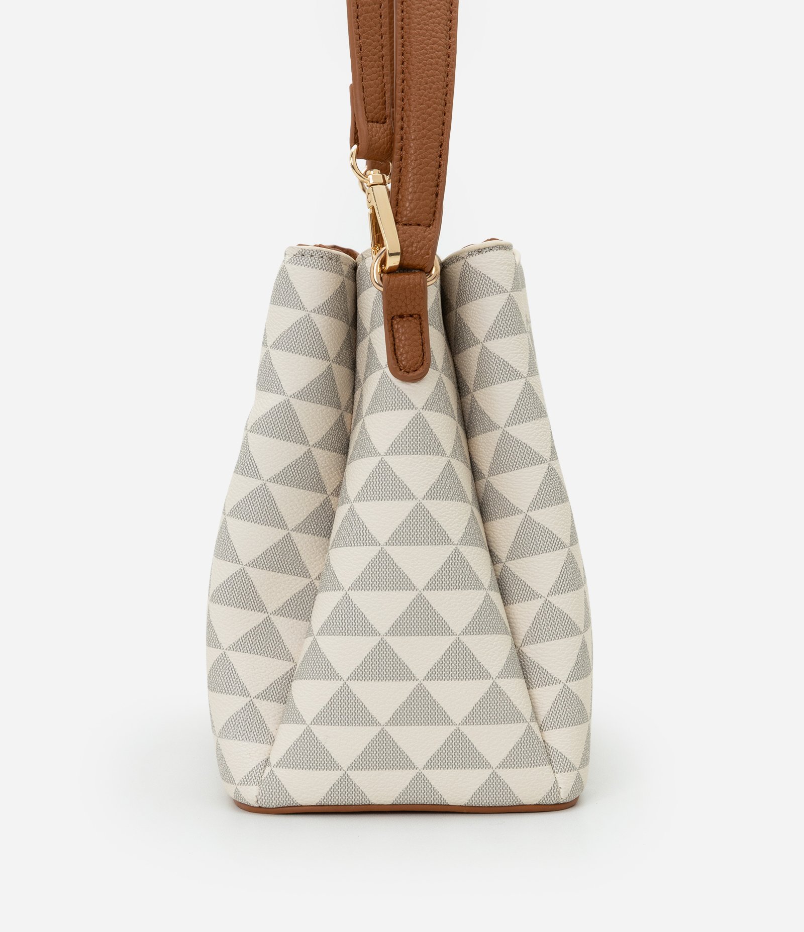 Bolsa Transversal Média com Divisórias e Fechamento Lapela com Botão Off White 3