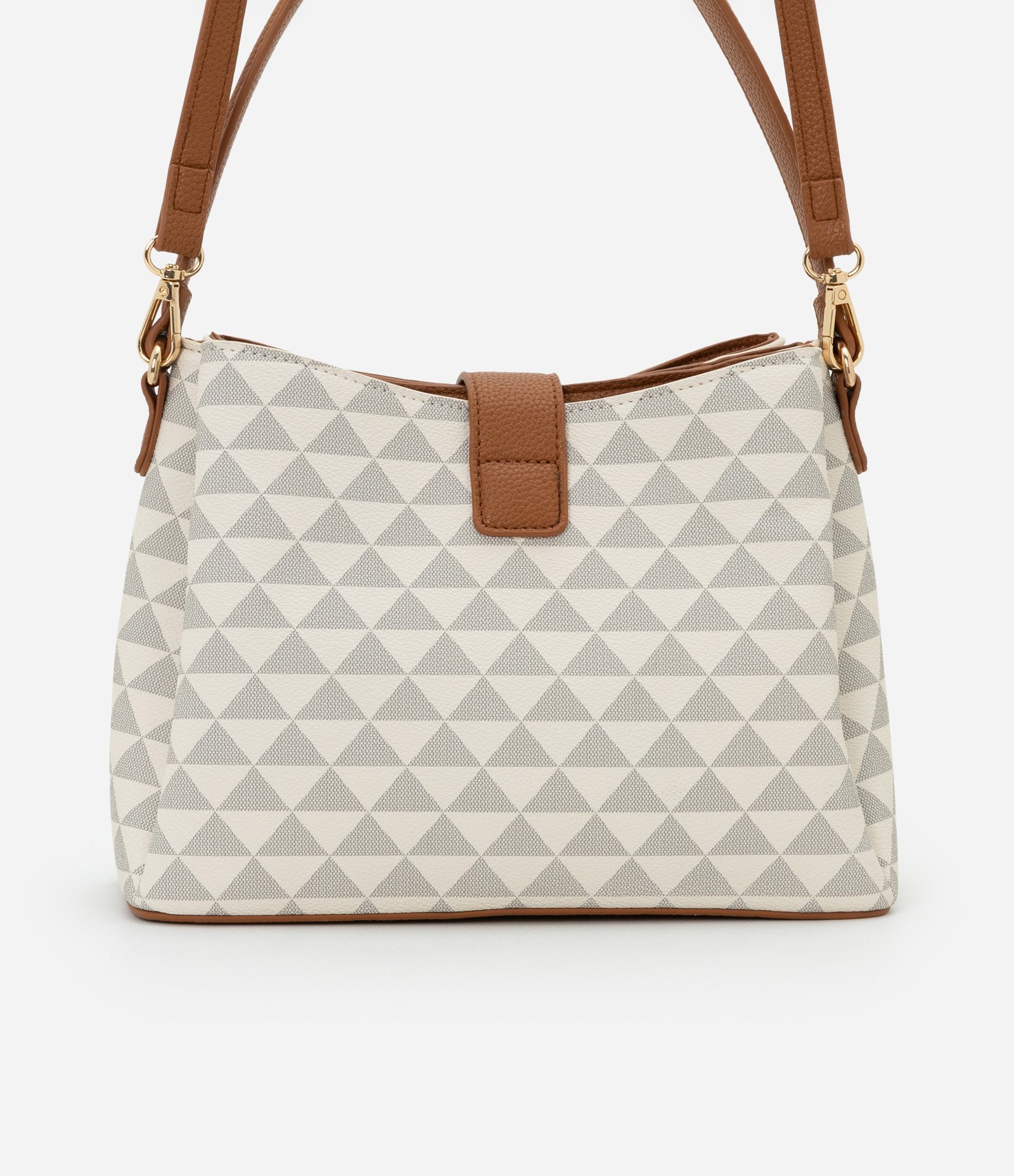 Bolsa Transversal Média com Divisórias e Fechamento Lapela com Botão Off White 4