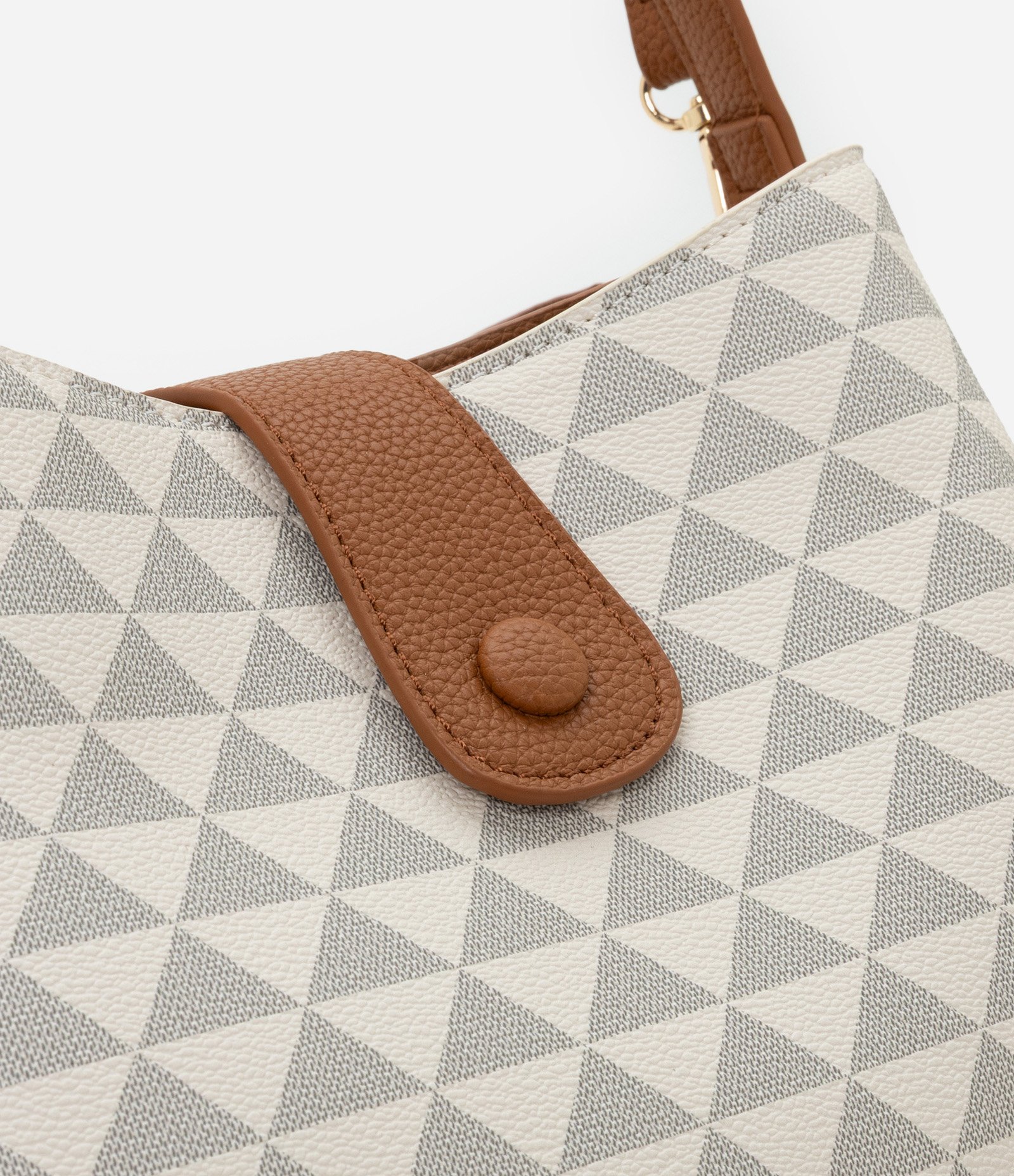 Bolsa Transversal Média com Divisórias e Fechamento Lapela com Botão Off White 6