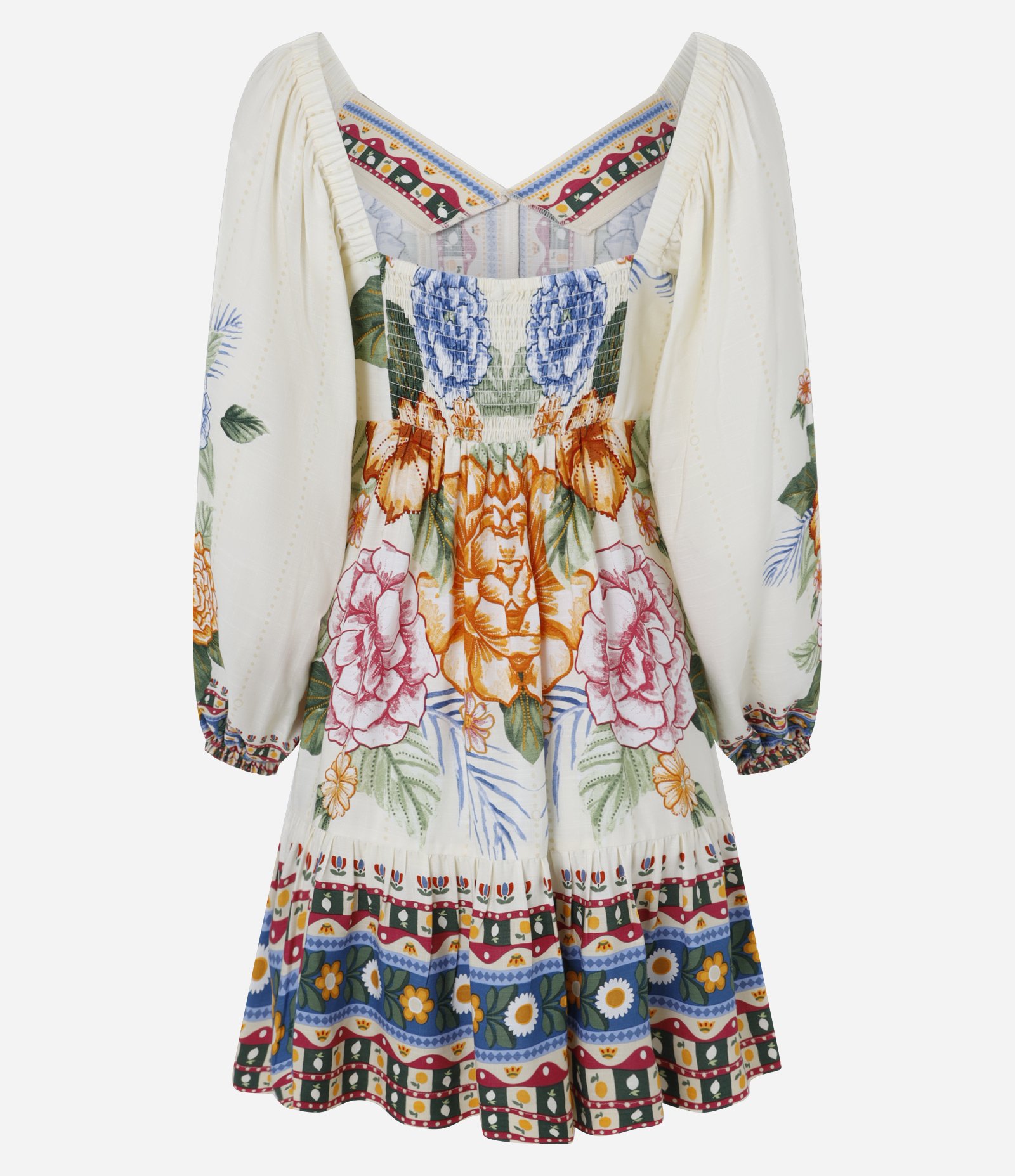 Vestido Godê Curto em Chalis com Estampa Floral Bege 7