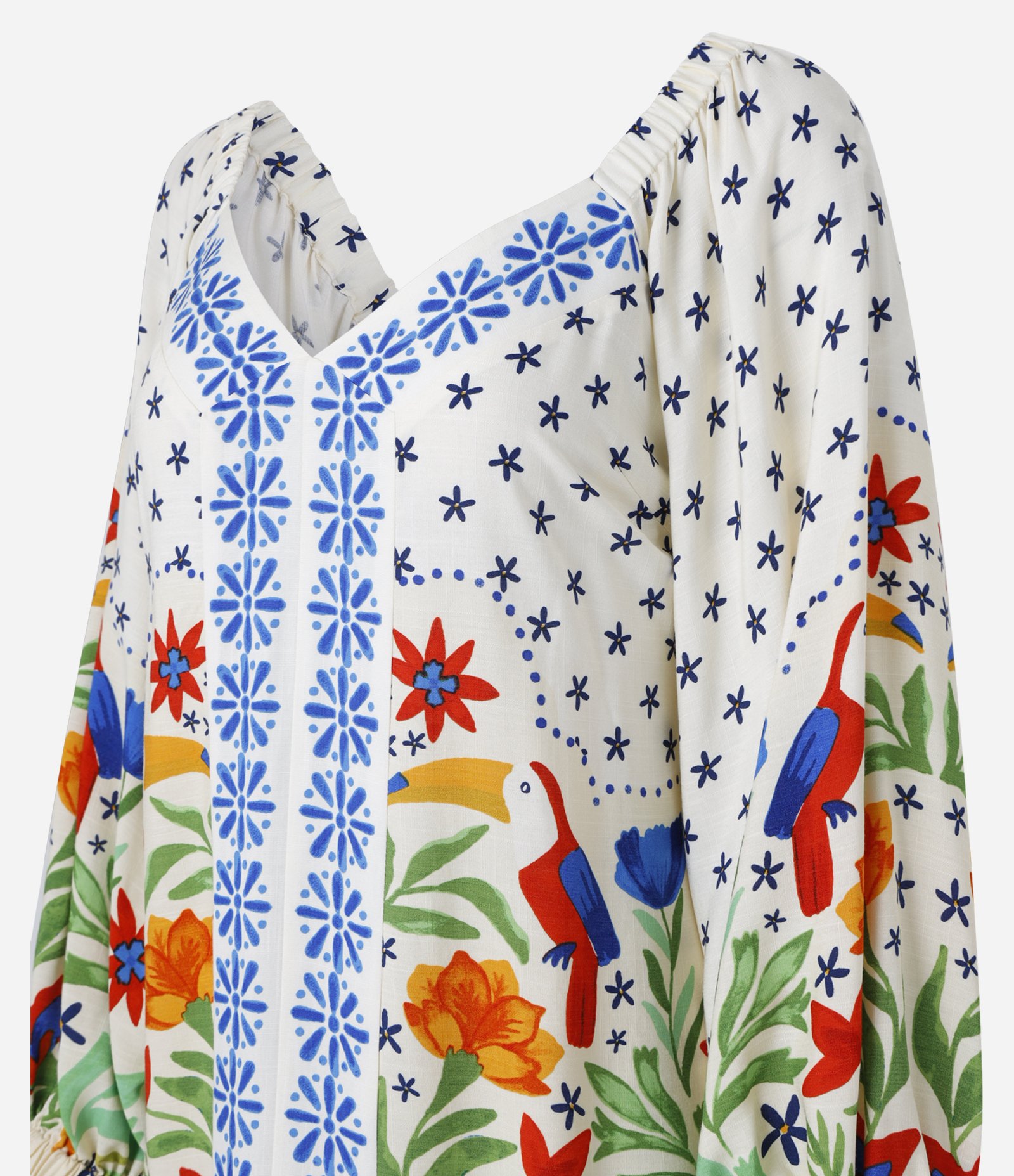 Vestido Curto em Chalis com Decote Coração e Estampa Floral Bege 6