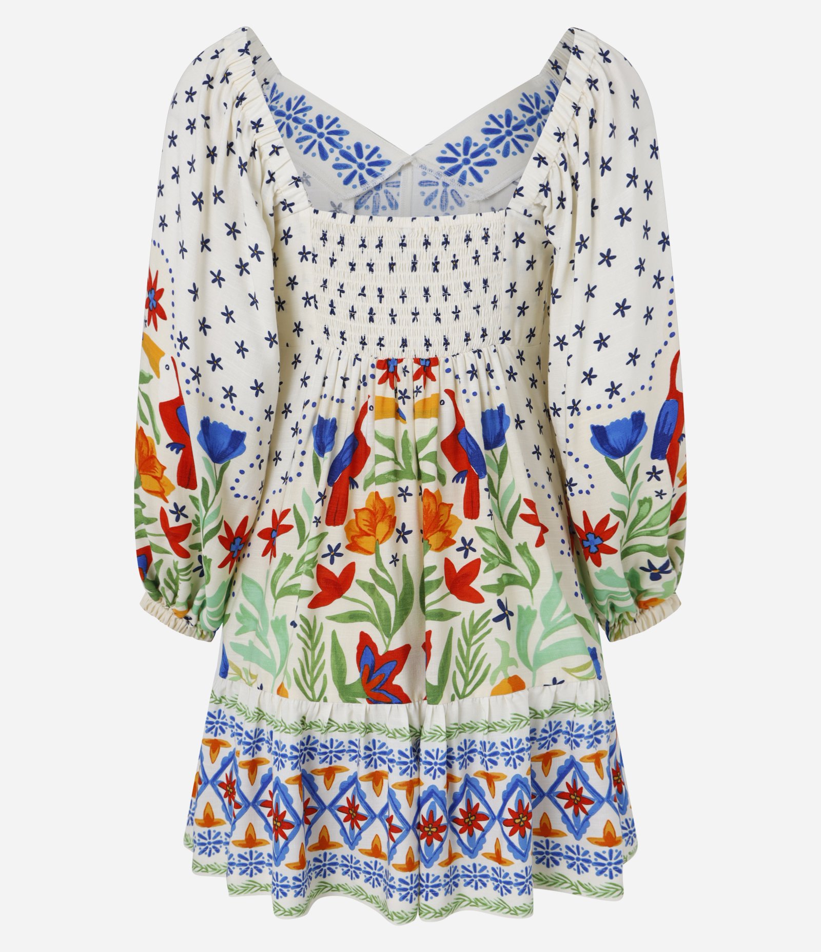 Vestido Curto em Chalis com Decote Coração e Estampa Floral Bege 7