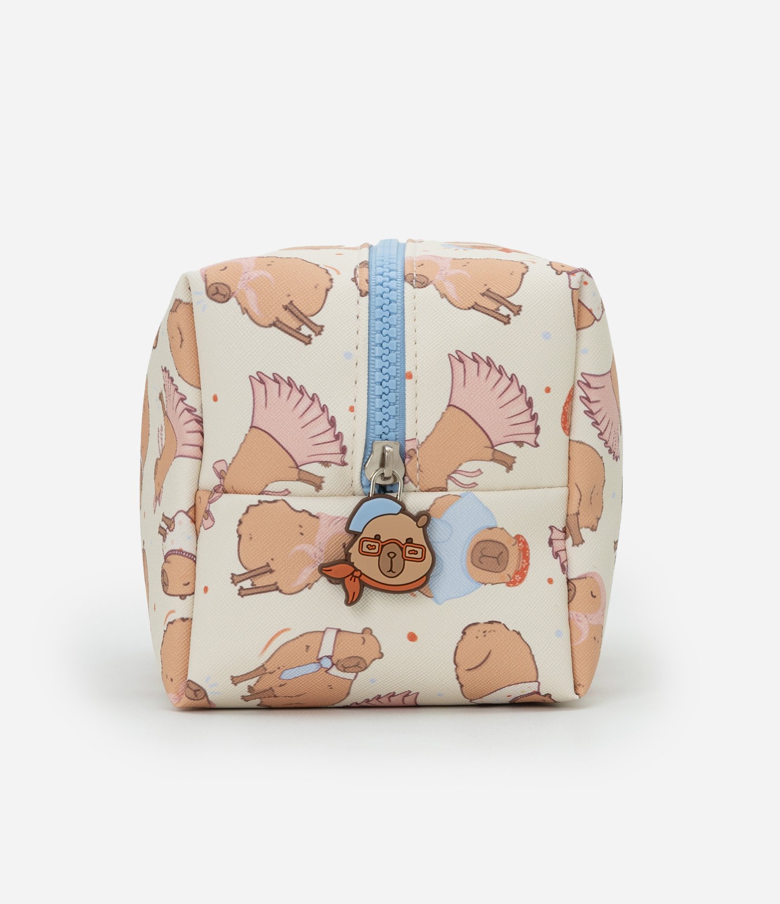 Nécessaire Retangular Media com Estampa de Capivara Bege 5