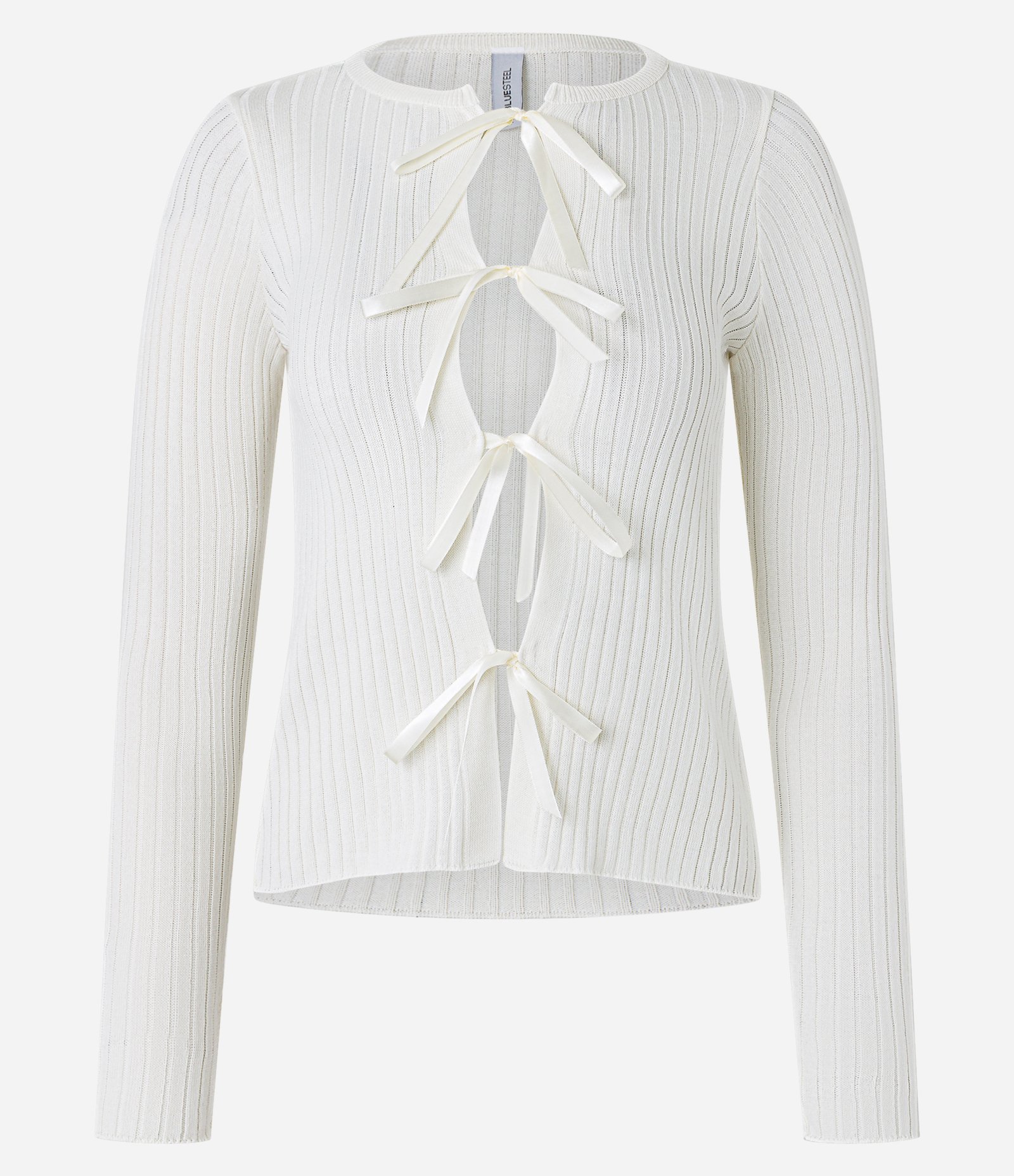 Blusa em Tricô com Lacinhos Frontais Branco 5