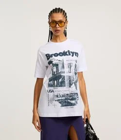 Camiseta T-shirt em Algodão com Estampa Brooklyn