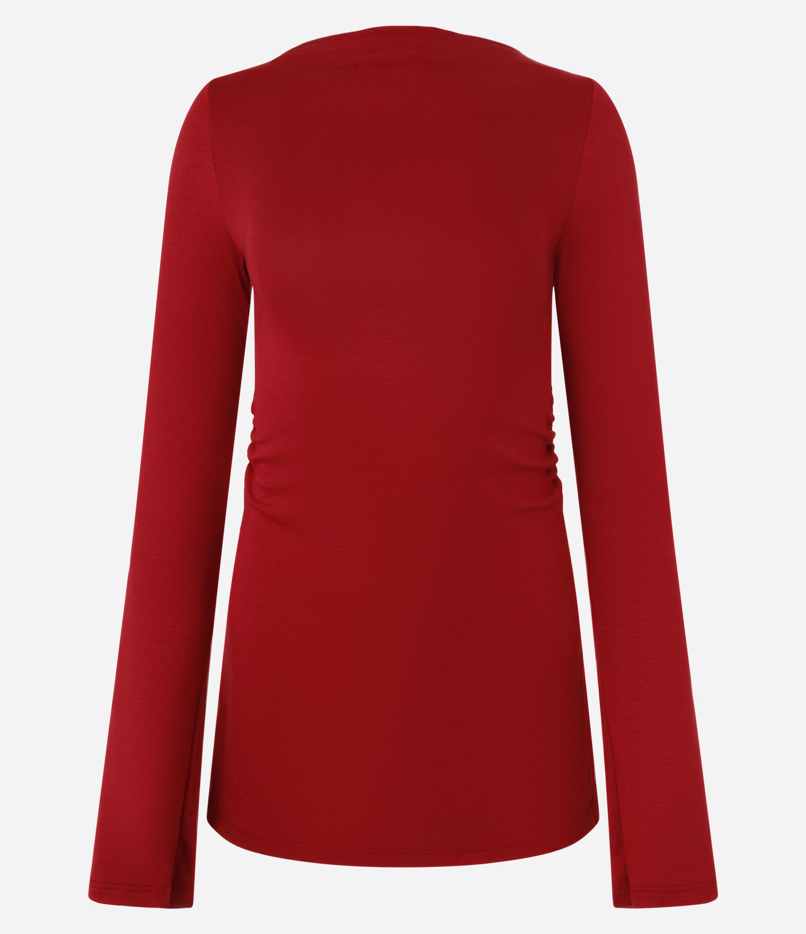 Blusa em Ribana com Franzido Lateral e Gola Altinha Vermelho 4