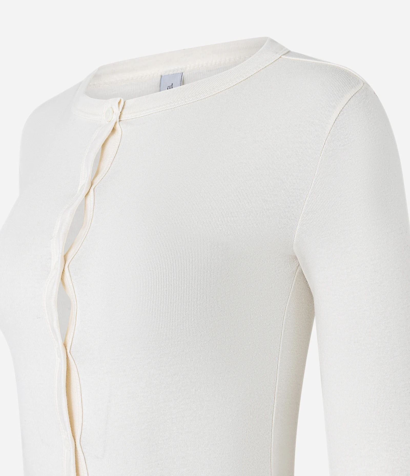 Cardigan em Ribana com Abotoamento Frontal Off White 4