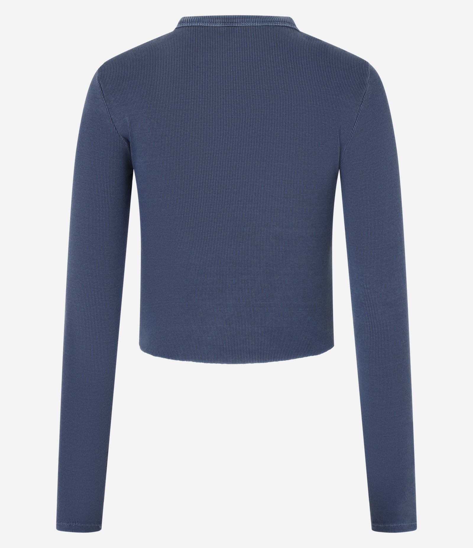 Blusa em Ribana com Barra Assimétrica Azul Estonado 5