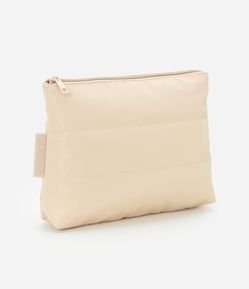 Nécessaire Trapézio com Etiqueta Embossed e Pespontos