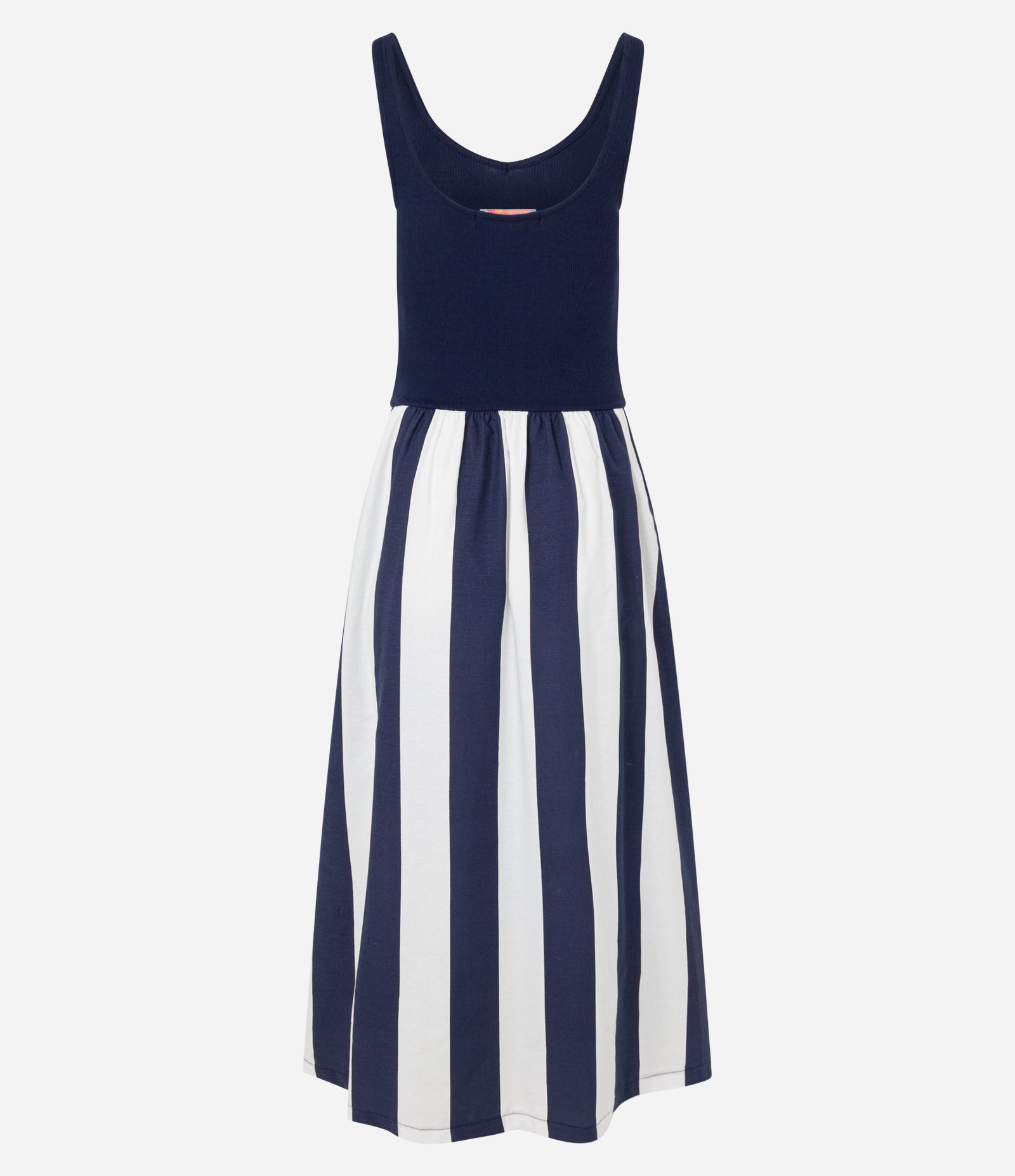 Vestido Godê em Tricoline com Listras na Saia Azul 7