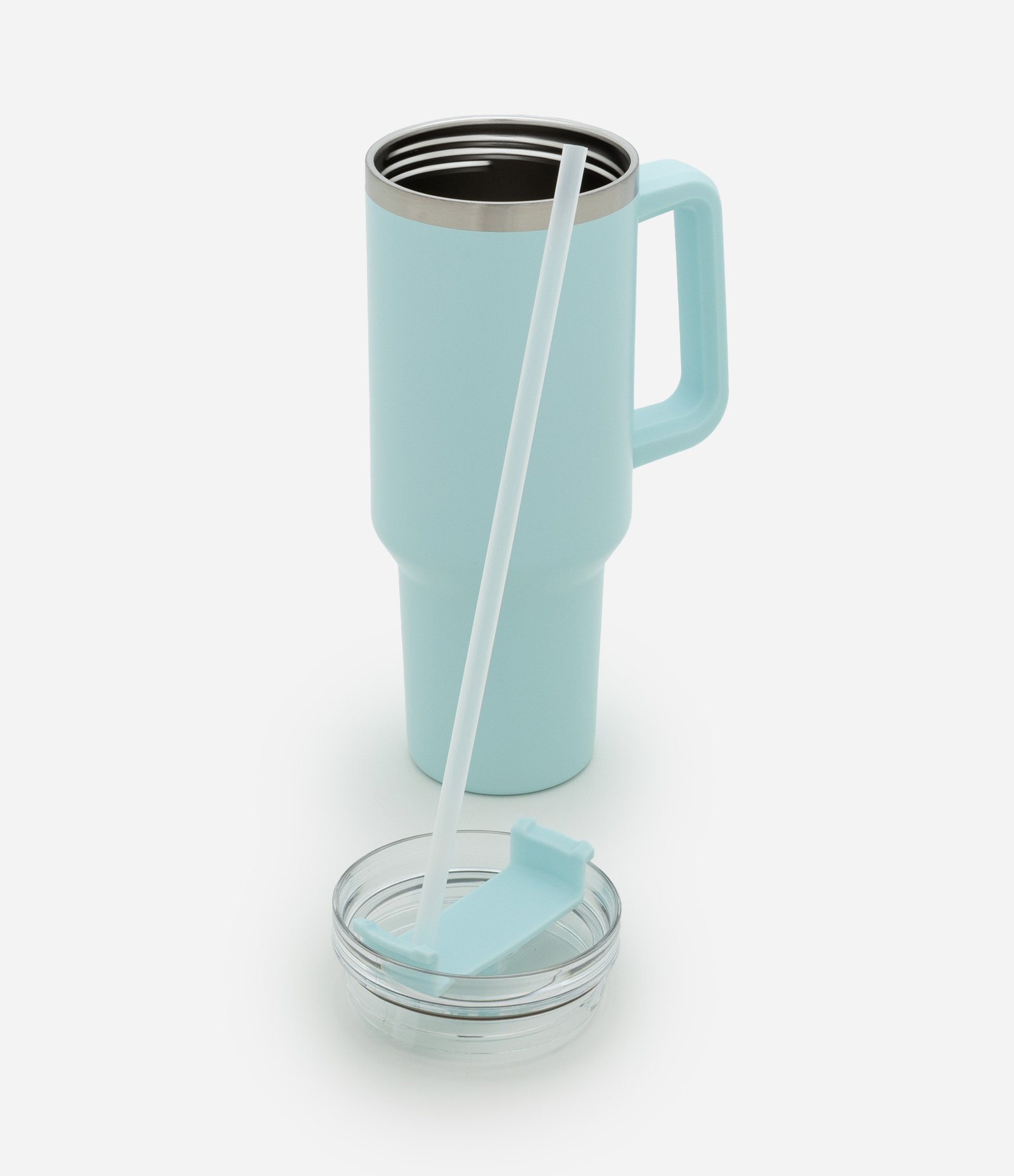 Copo Térmico com Alça e Canudo Reutilizável 1,2L Azul 4