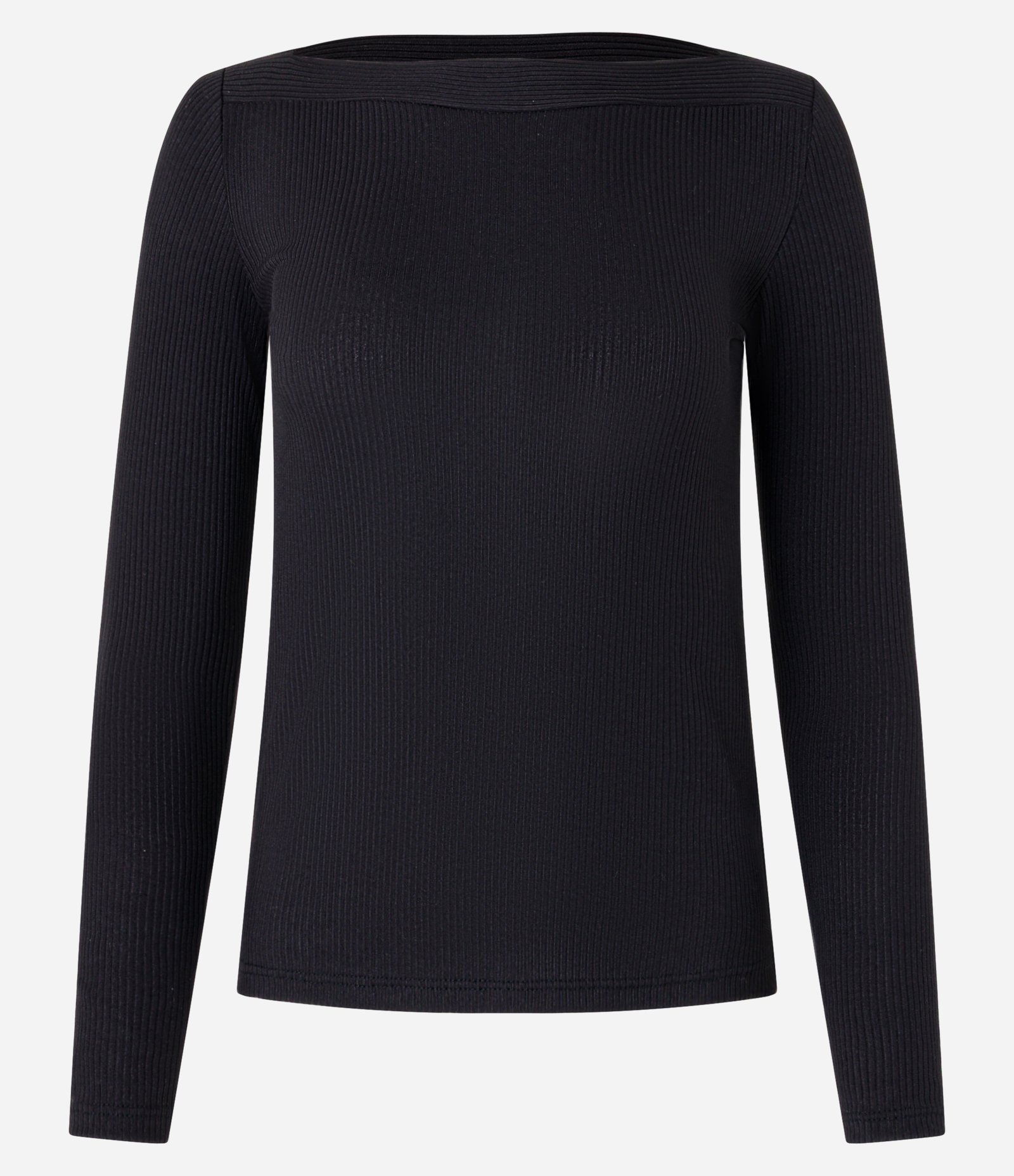 Blusa Canelada em RIbana com Decote Canoa Preto 1