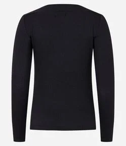 Blusa Canelada em RIbana com Decote Canoa