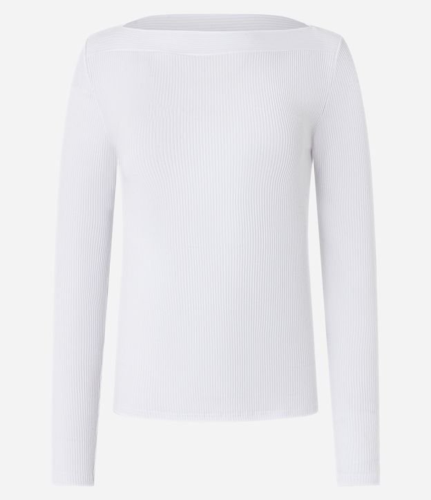 Blusa Canelada em RIbana com Decote Canoa