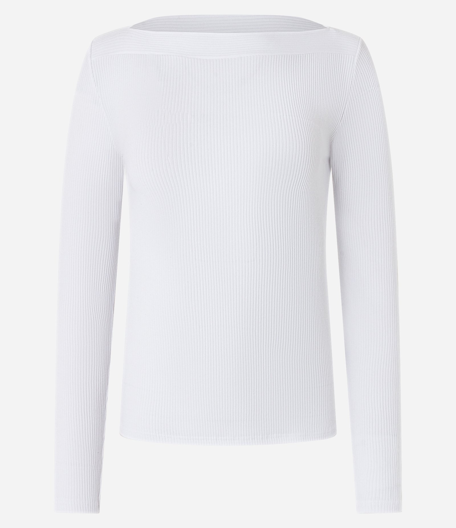 Blusa Canelada em RIbana com Decote Canoa Branco 1