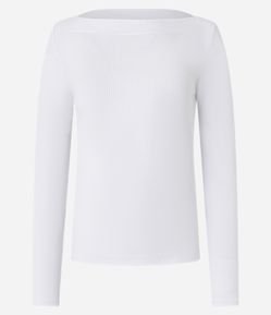 Blusa Canelada em RIbana com Decote Canoa