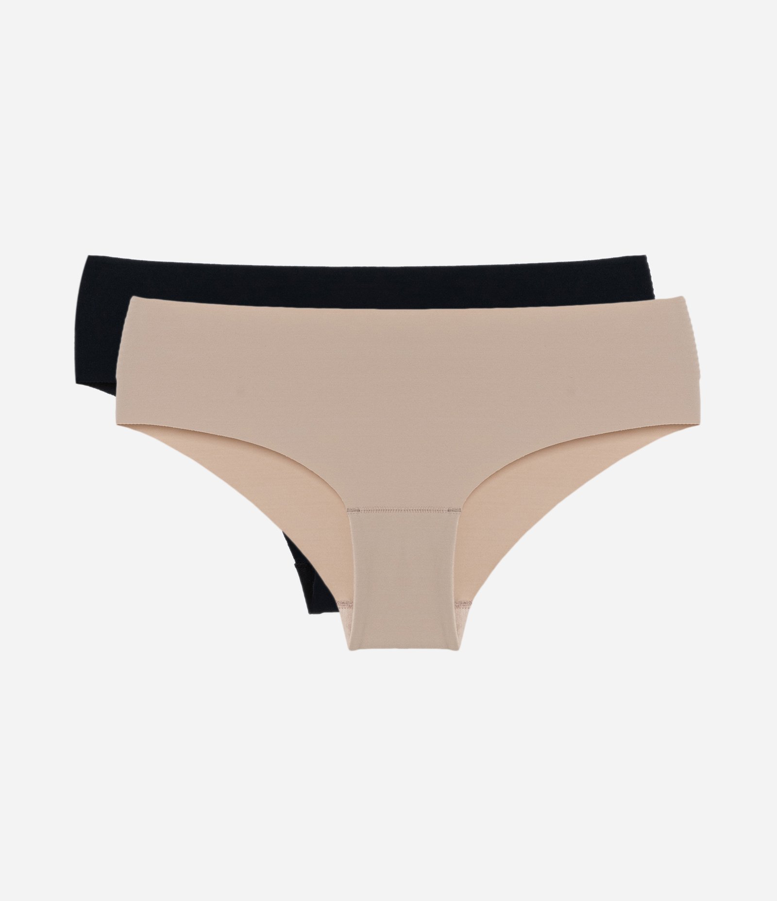 Kit 02 Calcinhas Boyshort em Microfibra Corte a Laser Preto/ Bege 1
