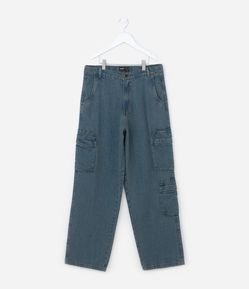 Calça Baggy Infantil em Jeans Dirty com Bolsos Cargo - Tam 5 a 14 anos
