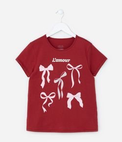 Camiseta Infantil com Estampa Lacinhos - Tam 5 a 14 Anos