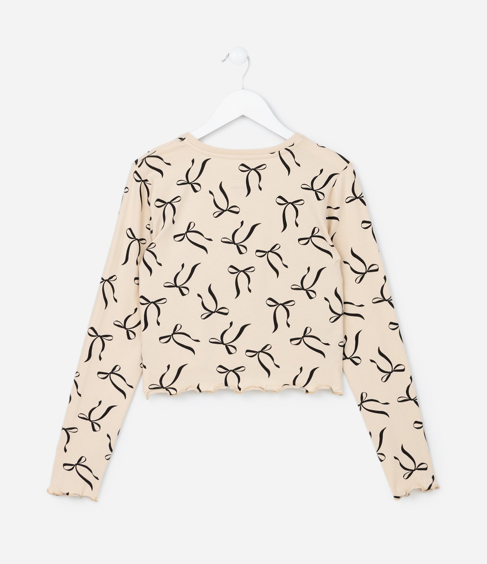 Camiseta Curta Infantil com Estampa Lacinhos - Tam 5 a 14 Anos Bege 2