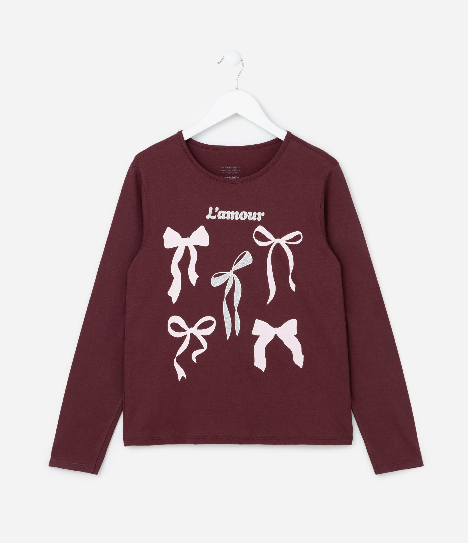 Camiseta Infantil com Estampa Laços - Tam 5 a 14 Anos Vermelho 1