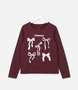 Camiseta Infantil com Estampa Laços - Tam 5 a 14 Anos