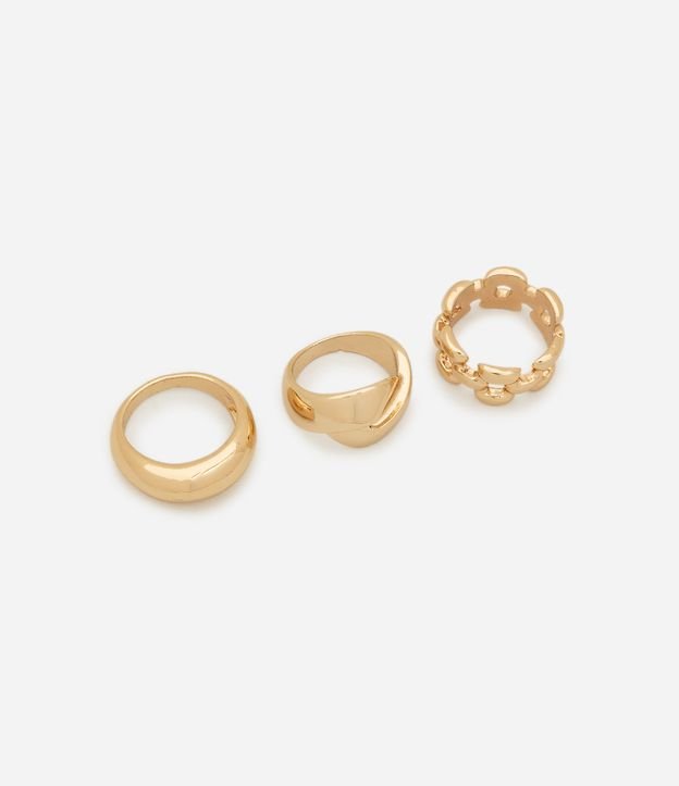 Kit 03 Anéis em Metal com Formatos Diferenciados