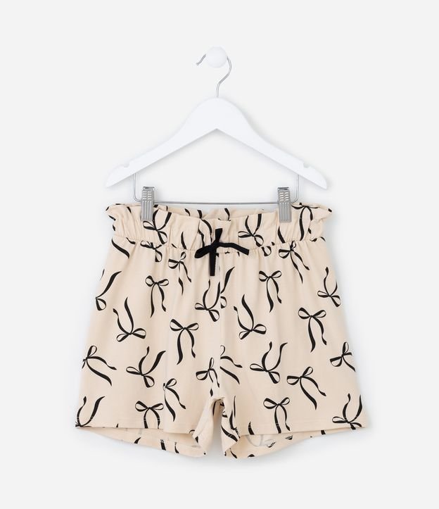 Short Clochard Infantil com Estampa Lacinho - Tam 5 a 14 Anos