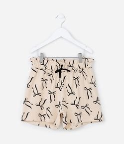 Short Clochard Infantil com Estampa Lacinho - Tam 5 a 14 Anos