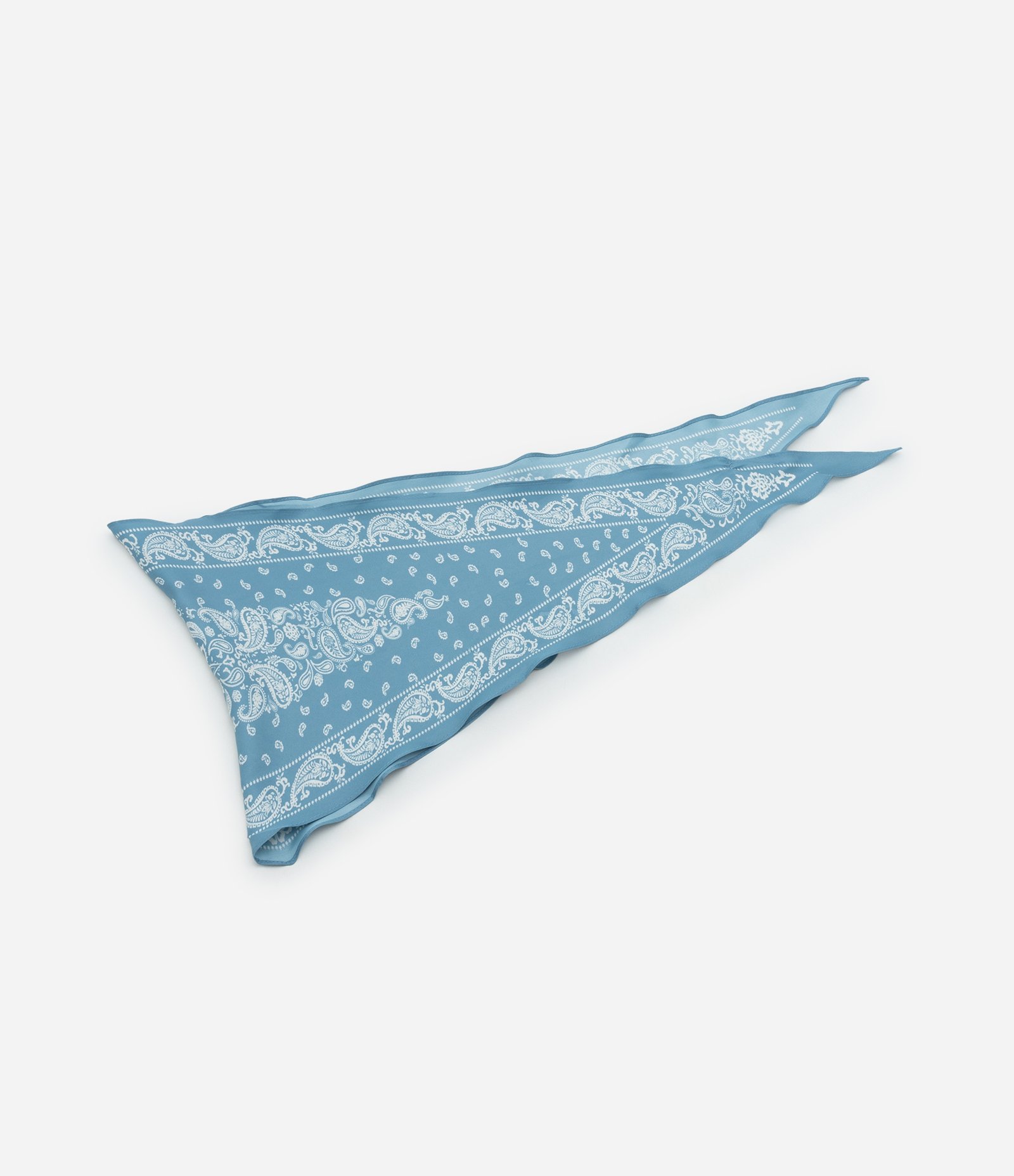 Lenço em Cetim com Estampa Paisley Azul 3