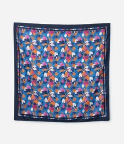 Lenço Quadrado em Cetim com Estampa Floral