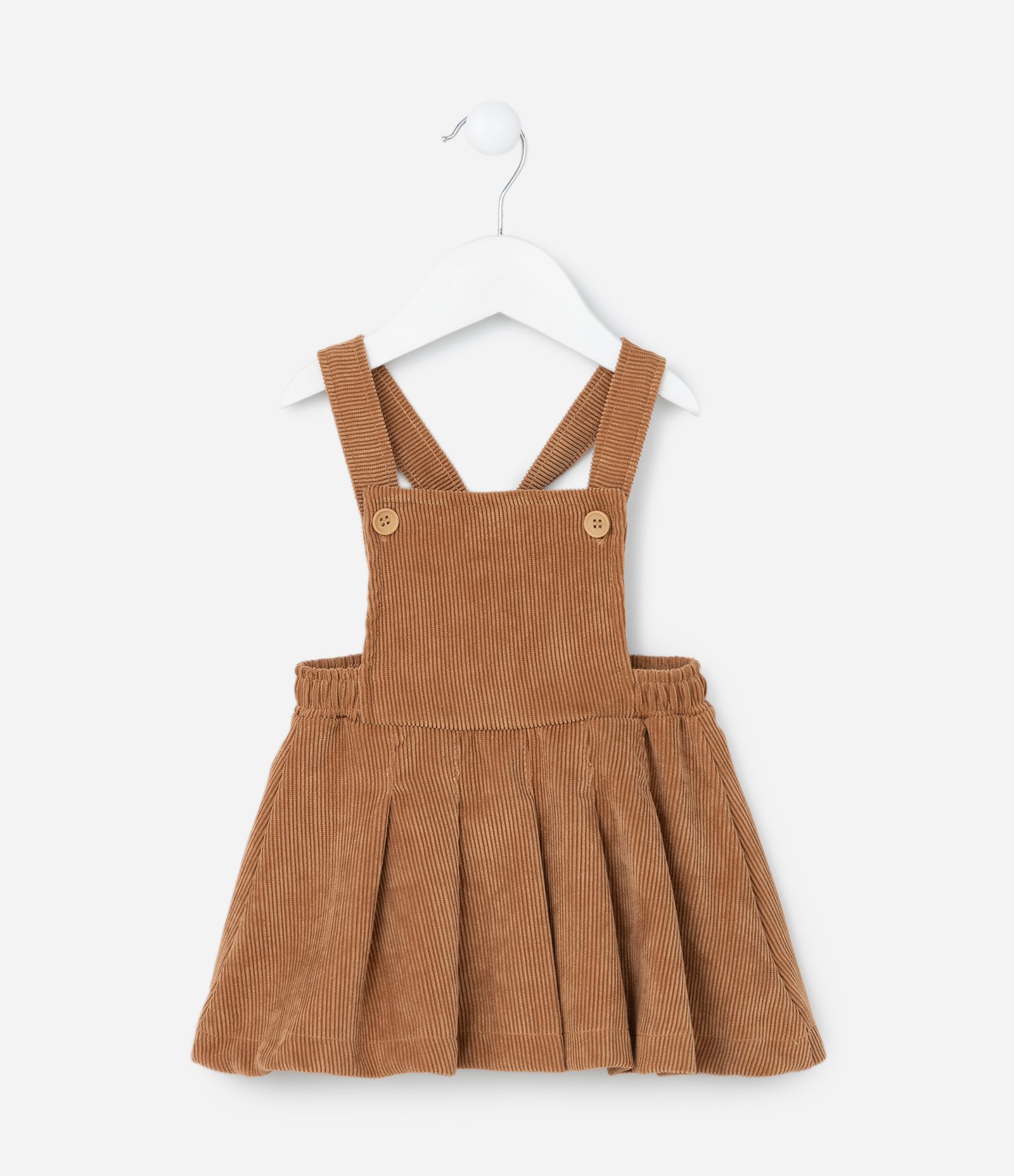 Salopete Infantil em Veludo com Pregas - Tam 0 a 18 meses Marrom 2