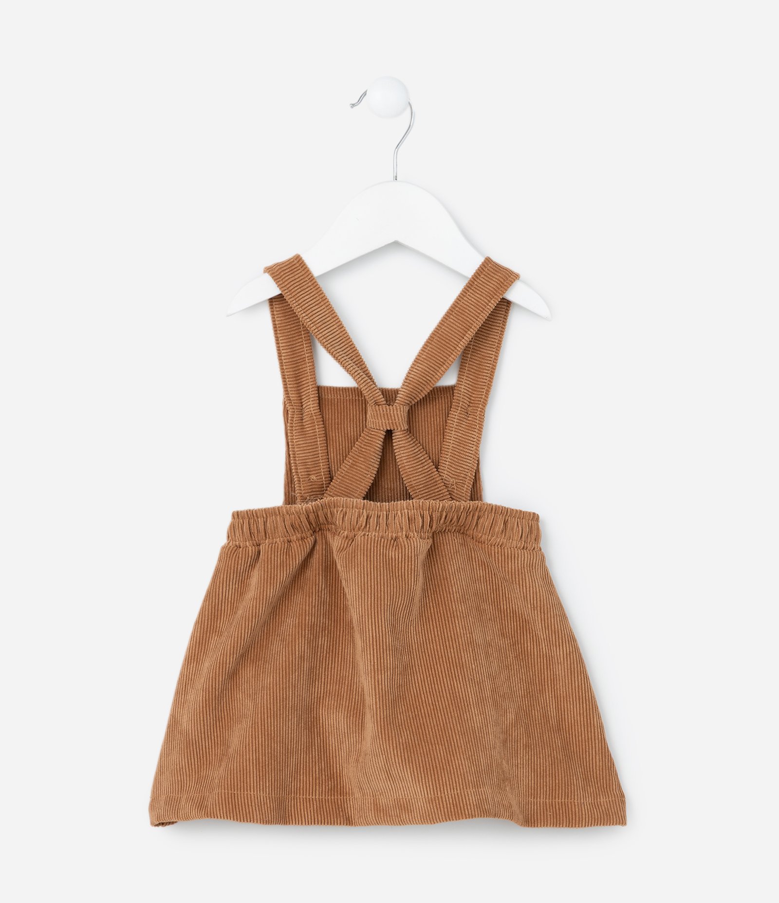 Salopete Infantil em Veludo com Pregas - Tam 0 a 18 meses Marrom 3