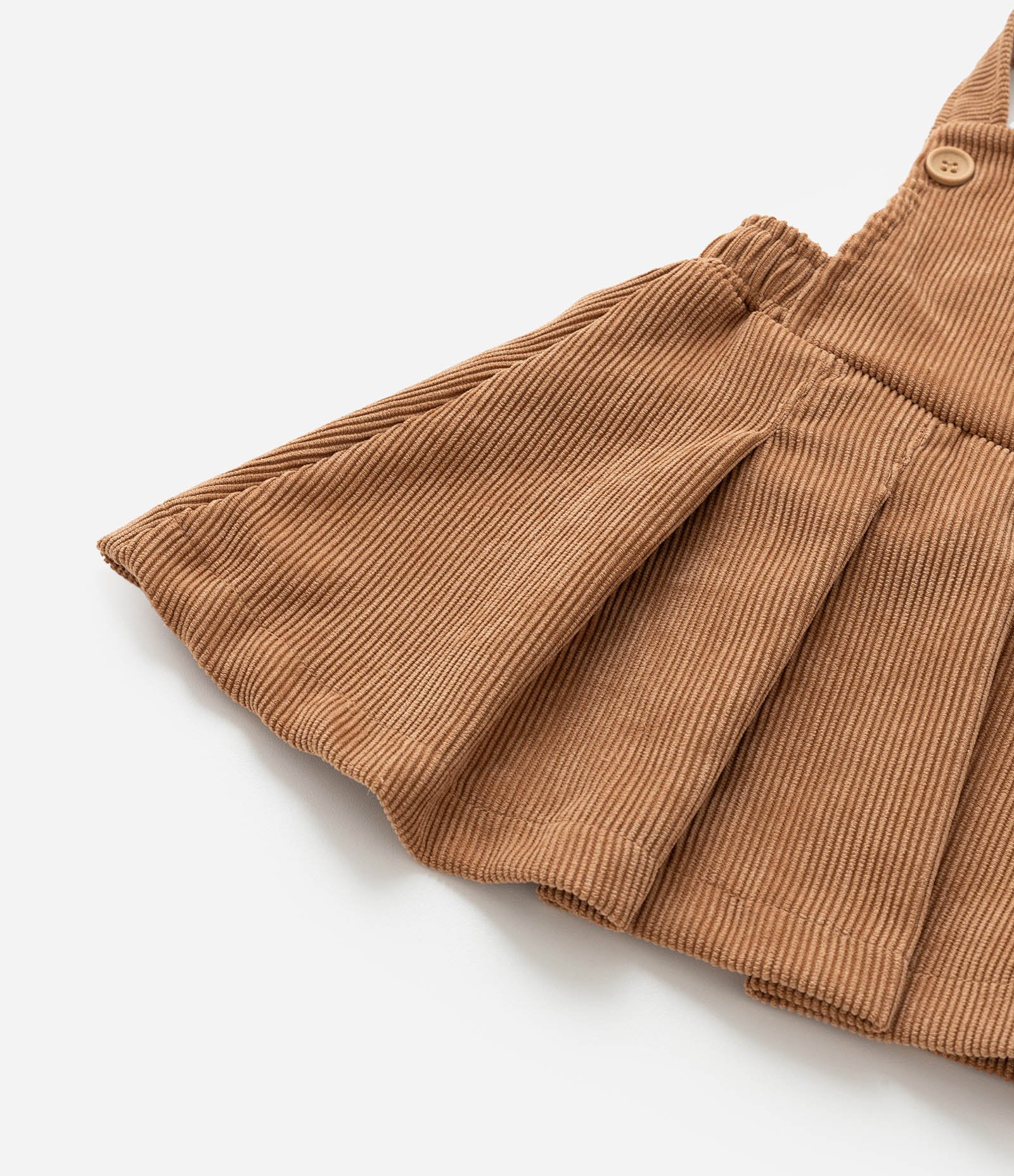 Salopete Infantil em Veludo com Pregas - Tam 0 a 18 meses Marrom 5