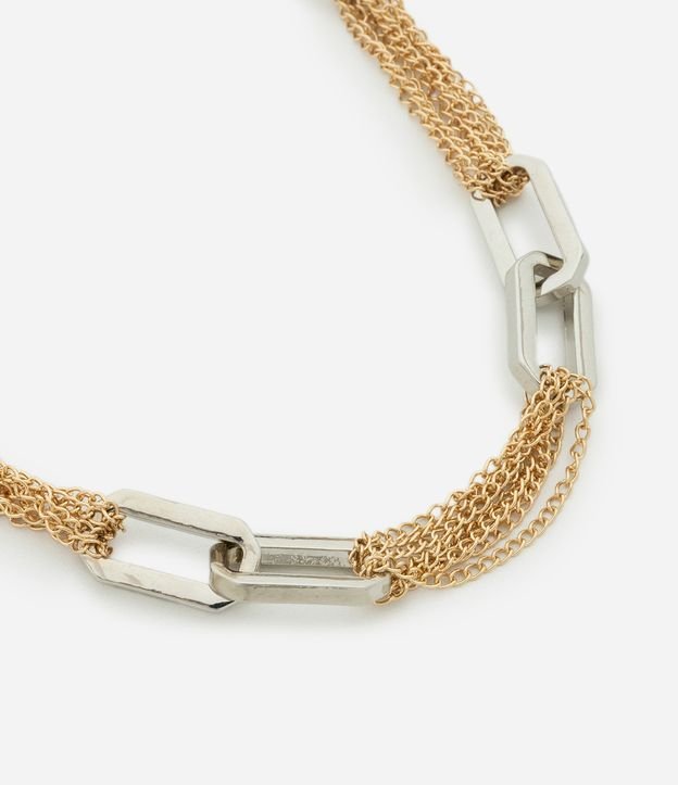 Colar Curto com Elos Grandes e Mix de Correntes Bicolor