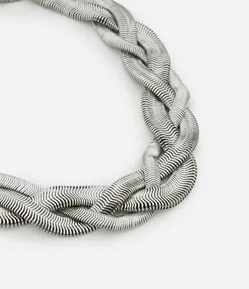 Colar Curto com Corrente Rabo de Rato Tripla Trançada