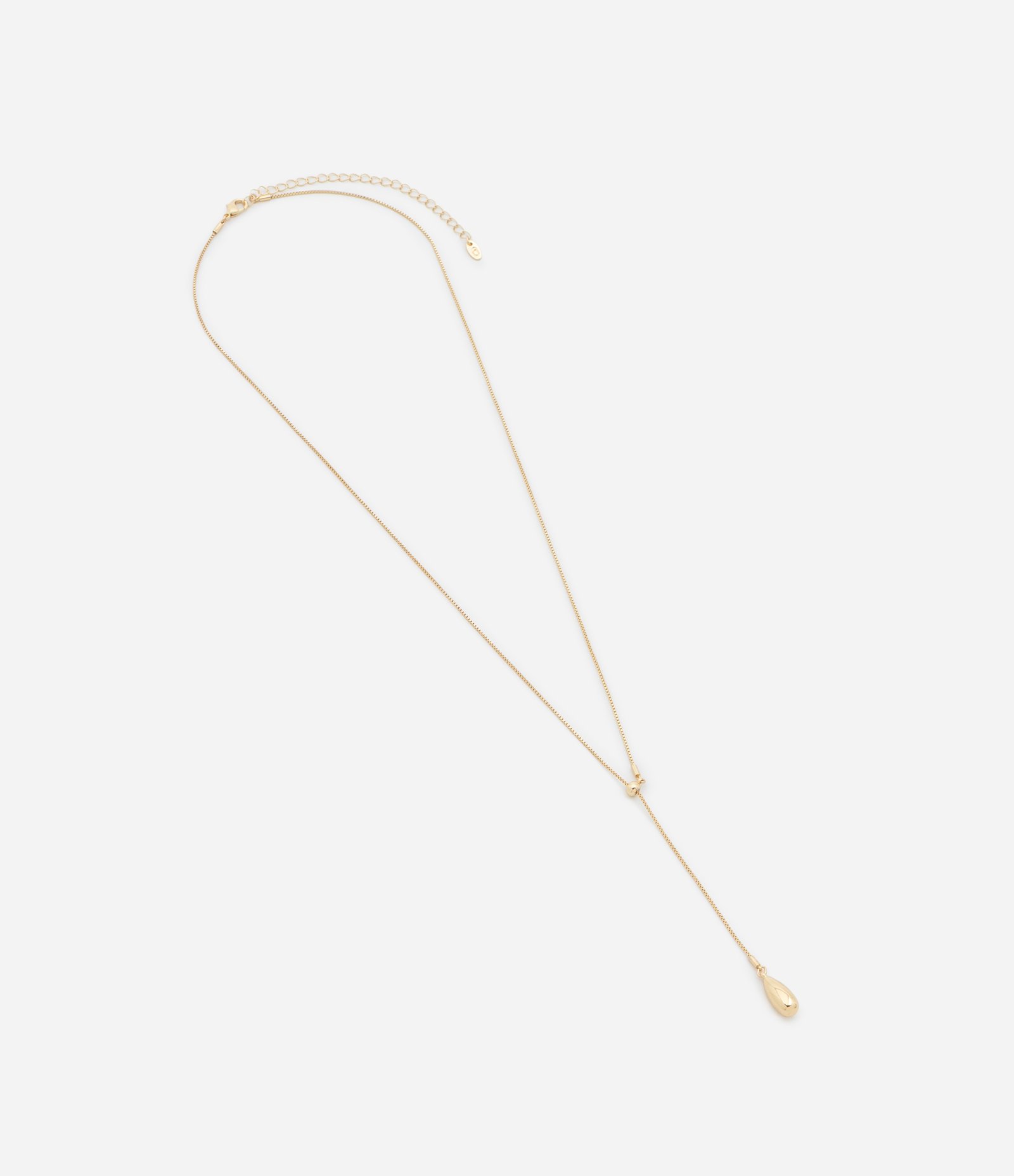 Colar Longo Metal Liso com finalizador pingente gota AE_FW25_COL_0090 Dourado 2