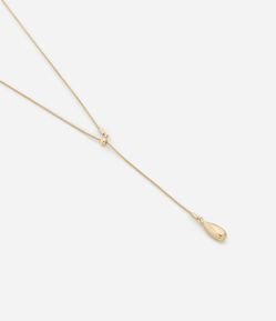 Colar Longo Metal Liso com finalizador pingente gota AE_FW25_COL_0090